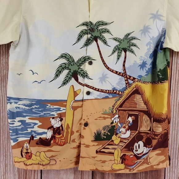 Rare Disney Cruise Line Mens Large Mickey Surfing Palm Tree Hawaiian Camp Shirt - Picture 4 of 16